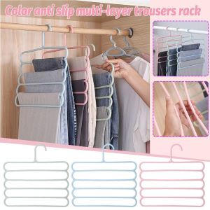 5 Layers Thickened Multi-Functional Trouser Rack Storage Non-slip Hanger Storage Organizing Rack Trouser Hangers