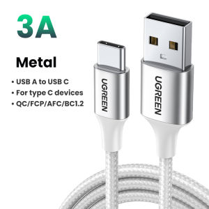 UGREEN Nylon Braid USB Type C QC 3A Fast Charging Cord for Car Play Samsung Galaxy S25 S24 Ultra S21 S20 Z Flip 3 Z Fold Note 20 LG V50 Pixel iPad Mini 6 PS5 Huawei Xiaomi