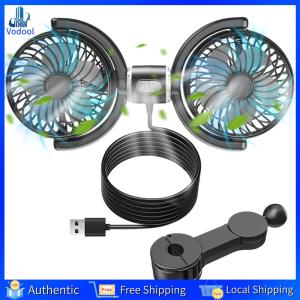 [Vodool Home Mall] Dual Head Car Seat Back Cooling Fan 360  Rotatable USB Brushless Automotive Fan Car Electric Cooling Fan for Car Home Accessories