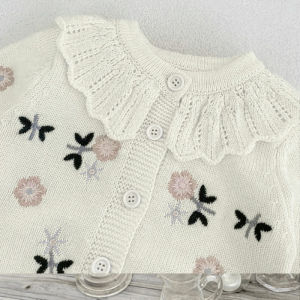 Cardigan Bayi/ Cardigan Anak Knit Lembut/ Jaket Sweater Anak Outer Baby Motif Renda CG1 Alysa LYME
