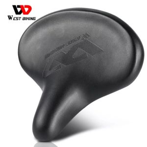 WEST BIKING Bicycle Saddle Soft Comfortable Widen Bike Seat Saddle Double Shock Absorption Bicycle Cushion Outdoor MTB Road Bike Saddle with Reflective Stripes
