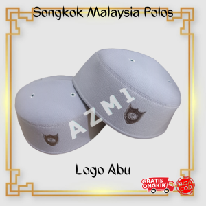 Peci Malaysia Polos Putih Logo Abu Songkok Malaysia