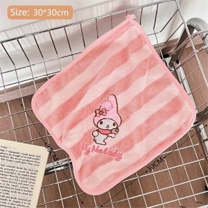 Sanrio Kuromi Towel Cute Cartoon Cinnamoroll My Melody Absorbent Quick Drying Towel Girl&Child Kawaii Stripe Wash Face Hands Washcloth Gifts