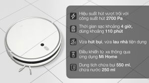 Robot hút bụi lau nhà Xiaomi Vacuum Mop 2 kết nối App Mihome bản quốc tế