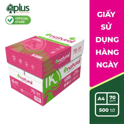 Thùng giấy IK Natural A4 70gsm - Giấy photo giấy in văn phòng giấy vẽ - Hàng chính hãng (5 reams)