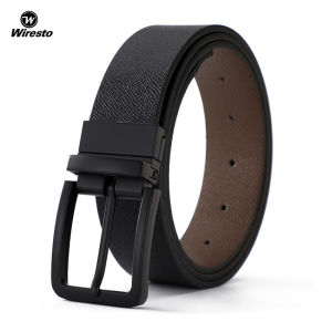 Wiresta เข็มขัดผู้ชายเข็มขัดทรงธรรมดากลางแจ้ง120ซม. หัวเข็มขัดห่วงรัดหมุนได้ชั้นสองสายคาดเอวหนังวัวสองด้านเข็มขัดกีฬาเยาวชนเข็มขัดกางเกงเรียบง่ายเข็มขัดดี