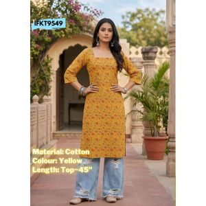 DEBAYU Nayo Cotton Straight Kurti Ethnic Prints Size S to 2XL Kurta Top only Malaysia