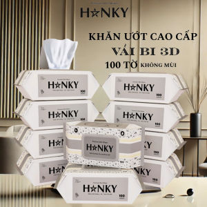 Thùng 10 Gói Khăn Ướt HANKY Premium 100 Tờ Không Cồn Vai Bi Cao Cấp An Toàn Cho Bé