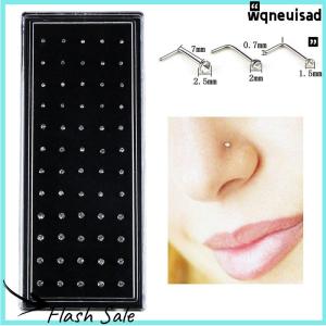 【WQ】 COD จิวเจาะจมูกรูปตัวแอลทำจากสแตนเลส CZ คริสตัล60ชิ้น เซ็ต