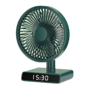 Time Display Auto Rotation Desktop Fan 5000mAh Rechargeable Air Cooling Conditioner 4 Speed Wind Silent Portable for Home Office