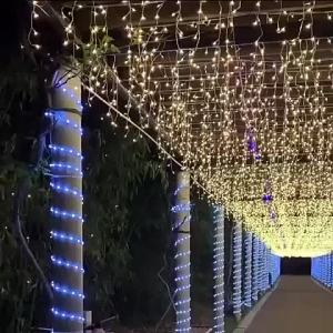 Ready Stock 5 Meter 216 LED Icicle Curtain String Lights Droop 40 60 cm Muharram Outdoor Eaves Garden Decoration Holiday