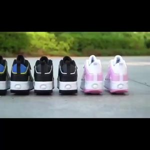 LZD  Childrens Heelys Boys and Girls Walking Shoes Double-Wheel Flying Shoelace Wheel Shoes Female Students Skates