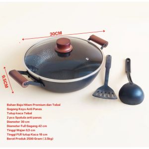 Wajan Penggorengan Anti Karat Full Stainless Steel Wajan Stainless 304 Pegangan Stainless Kuali