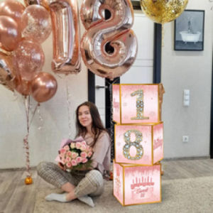 Sweet 16th Birthday Decorations Boxes for Girl Sixteen Years Old Birthday Cardboard Pink and Rose Gold 16th Party Decoration