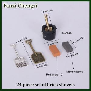 Fanzi 1Set Mini Bricks For Dollhouse Landscaping Miniature Bricks Brick Wall Tile Shovel Model For Dollhouse Building Scene Decor