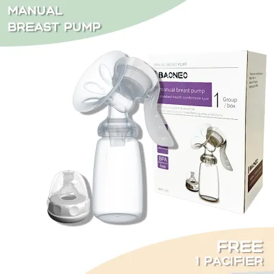 BAONEO 2-in-1 Manual Breast Pump - BPA-FREE with Nipple for Direct Feeding Feeding Bottle Feature