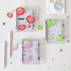 LANCE Fruits Korean Style Pocket Planner Spiral Bound Strawberries Tomatoes A7 Notebook Multifunction PVC Transparent Mini Notepad Diary