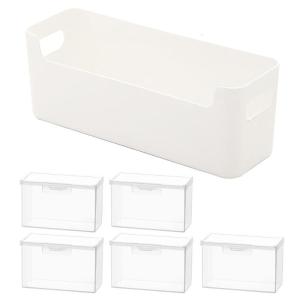 Set of 6 Portable Storage Solutions 5 Customizable Sections Viewable Lids Keep Contents Clean Ideal for Gaming Cards Office Supplies
