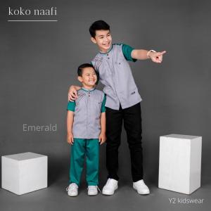 Baju Koko Naafi Setelan Pakaian Muslim Anak & Remaja Lengan Pendek Bahan Katun Toyobo