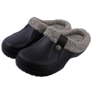 Comwarm Winter Womens Fuzzy Clogs Slippers Garden Shoes Soft Sole Waterproof EVA Plush Slippers Men Fur Clogs Couple House Shoe