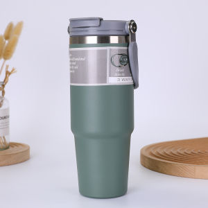 [SG Stock] Vacuum Insulated Mug 600 & 890ml Thermo Cup Coffee Cup 304 Stainless Steel Thermos Flask Water Bottle Handheld Thermos Insulated Vacuum Tumbler Hot or Cold Mugater Bottle with Straw Handle