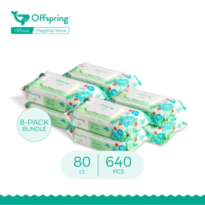 Offspring Biodegradable Plant-Based Baby Wipes 80 ct (8 Packs) [640Pcs]