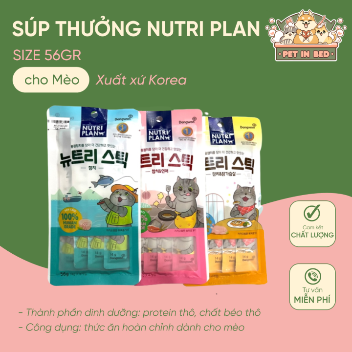 Nutri Plan (56g) Súp thưởng thơm ngon dinh dưỡng cho mèo Nutri Stick ...