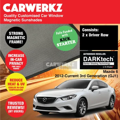 CERTIFIED ORIGINAL Dr Shadez DARKtech Mazda 6 Sedan 2012-Current 3rd Generation (GJ1) Japan Sedan Customised Window Magnetic Sunshades