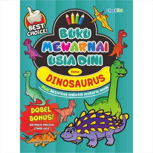 Buku Anak Mewarnai Usia Dini Tema Dinosaurus Bonus Stiker Sertifikat