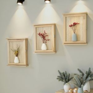 MAOMEI Wooden Wall-Mounted Key Storage Box Rustic Square Entryway Storage Box Multi-Purpose Decorative Key Hook Room