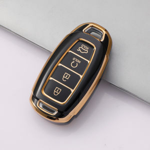 Ốp chìa khoá Hyundai Accent 2021 2023 Elantra 2023 N Line 4 nút bấm ô tô vỏ bọc smartkey bằng nhựa Tpu mạ vàng