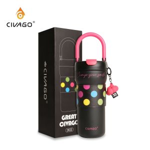 CIVAGO (24oz/720ml) Ceramic Coffee Mug with Lid Large Capacity Cute Travel Mug Leak-proof Water Bottle Gift