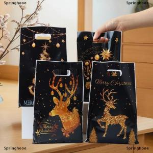 [COD] Springhooe 10 25 50PCS Mixed Golden Elk Christmas Series Party Gift Tote Bag OPP Glitter Gift Bag Candy Bag Plastic Gift Return Bag