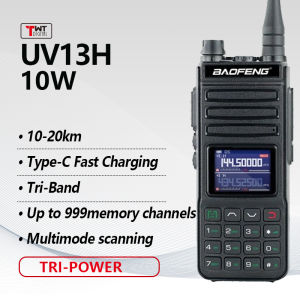 Baofeng UV13H Walkie Talkie Long Range 20KM 10W Tri-Band Two Way Radio LCD 999CH Type-C Fast Charging Multimode Scanning