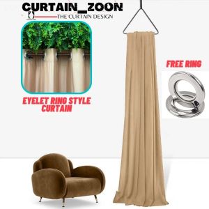 RING Type G3 Soft Gold Blackout Curtain | Ready Made Thick Curtain for Window Sliding Door Bedroom & Living Room