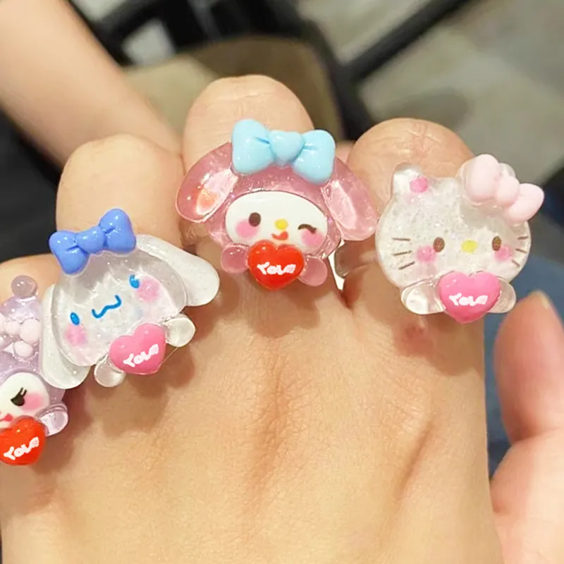 🎀Lacina🎀Love Sanrio Ring Lovely Girl Resin Ring Couple Sisters