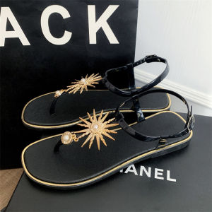 Free Shipping 2026 Summer Solid Color Round-Toe Buckle Sandals Fashionable Versatile WomenS Sunflower Flip-Flops