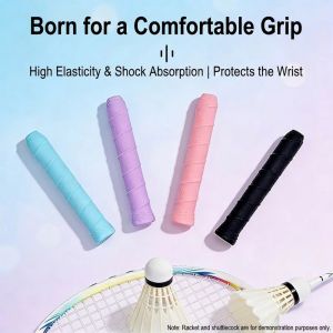 A7171 Anti-Slip Badminton Racket Grip Cover Silicone Shockproof Badminton Racket Handle Strap Reusable Tennis Handle Protector Outdoor Sports