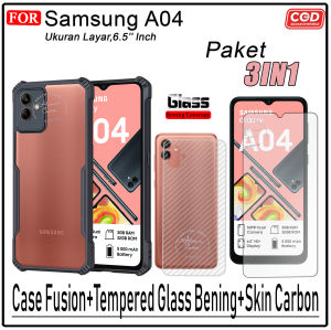Paket 3in1 Case Samsung A04 A04s A04e Softcase Shockproof Transparan Casing