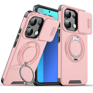 Shockproof Armor Funda Casing For Xiaomi Redmi Note 13 4G Note13 Pro Plus 13Pro 13ProPlus 5G 2024 Phone Case Car Magnetic Holder Ring Slide Camera Coque Back Cover