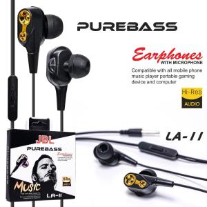 HEADSET JBL  PUREBASS LA - 11 EKSTRA BASS HANDSFREE JBL LA - 11 PUREBASS HEADSET EKSTRA BASS NYAMAN DI TELINGA SAAT DI GUNAKAN COCOK KESEMUA JENIS ANDROID.
