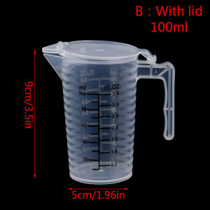🥪 LECHU🍟 100 250 500ML  Measuring Cups Jug Clear Baking Kitchen Flour Water with cover Sc