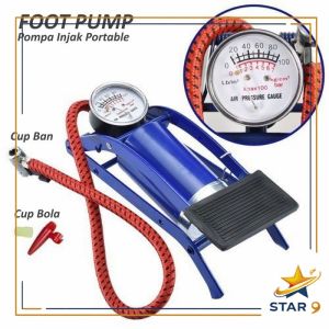 Foot Pump Pompa Kaki Alat Pompa Injak Angin Ban Mobil Sepeda Motor Mini Kaki Foot Pump Pompa Kaki Angin 1 Tabung Portable Pengukur Tekanan