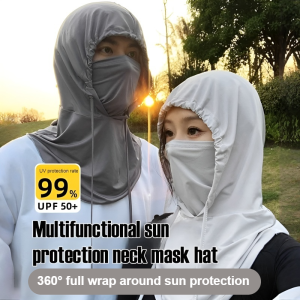 Ice Silk Face Mask Hat Combo 360° UV Protection Breathable Cool Sun-proof Cycling Mask