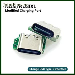 JointFlowers 1ชิ้นคอนโซลเกมอุปกรณ์เสริมพอร์ตชาร์จอะไหล่ USB-C สำหรับ Nintendo ndsi ndsixl แปลงเป็น USB Type C ชาร์จซ็อกเก็ต
