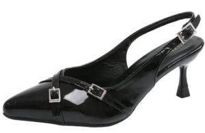 JESSICASTORE Chic Slingback Mules with Cross Buckle Detail and Pointed Toe in Patent Leather heels #123