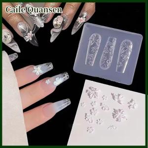 Caile แม่พิมพ์ซิลิโคนรูปดอกกุหลาบ3D 4ชิ้น เซ็ตแม่พิมพ์เล็บลายกลีบดอกไม้แม่พิมพ์โปร่งใสสำหรับแกะสลักเล็บอุปกรณ์เสริมแบบทำมือ