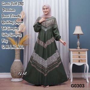 Gamis Twill SM R Manise - Gamis Twill Resleting Floy LD 100-120 |  Gamis Twill Pekalongan