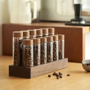 ZYJC SHOP Có nắp thoáng khí Hộp đựng hạt cà phê Di động Gỗ Óc Chó Chai đựng Ống trà Dụng cụ pha chế Thuận tiện Giá trưng bày Ống trà Quà Tặng