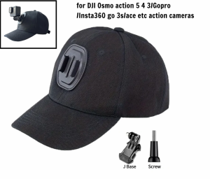 Baseball Cap Hat with Action Cam Mount for Insta360 Go Ultra/X5/ACE PRO 2/GoPro//DJI Osmo Nano/OSMO 360/POCKET 3/2/1/DJI OSMO ACTION 6 5 Pro 4 3 and phones